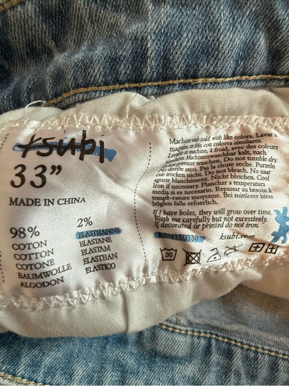 Ksubi Van Winkle Jeans 33 Light Wash Distressed Skinny Denim Trashed Men’s - Picture 10 of 14